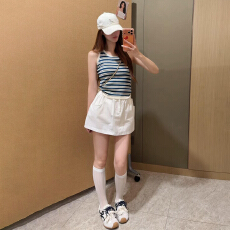 批发巨好看ootd穿搭一整套2026新款夏季无袖<b class='q'>条纹</b>背心女夏季短<b class='q'>裙</b>子套装