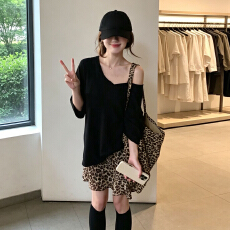 批发韩系气质设计感<b class='q'>豹纹</b>半身裙子女2026夏季新款独特漂亮轻熟风套装裙