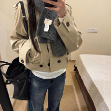 批发韩系卡其色双排扣<b class='q'>风衣</b>短<b class='q'>外套女</b>秋季新款小个子气质宽松夹克上衣潮