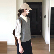 批发韩系高智感穿搭一整套装<b class='q'>秋</b>季2026新款灰色马甲衬衫半身裙三件套装
