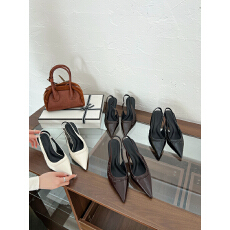 包头凉鞋女细跟尖头后空单鞋气质名媛杏色夏季新款浅口性感高跟鞋