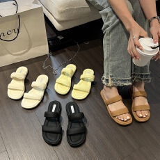 批发韩式风平底一字拖鞋女<b class='q'>夏</b>季外穿踩死感百搭休闲凉拖鞋配裙子 女鞋