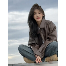 批发皮衣外套女2025年新款秋<b class='q'>冬</b>季女装机车短款美拉德穿搭小个子皮夹克