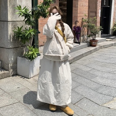 批发薄棉衣外套女2025冬季新款夹棉<b class='q'>宽松</b>高腰半身裙两件套装