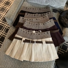 批发美拉德针织拼接灯芯绒<b class='q'>半身裙</b>女秋冬季高腰a字裙学院风少女百褶裙