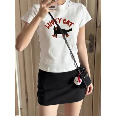 批发40支纯棉220克 92%棉8%氨纶 正肩短袖T恤女印花