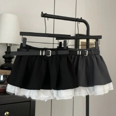 批发2026春季新款韩系小个子学院风减龄<b class='q'>蓬蓬</b>裙女时尚腰带防走光A字裙