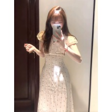 学院风甜美碎花收腰连衣裙女夏温柔气质初恋公主裙修身长裙小个子