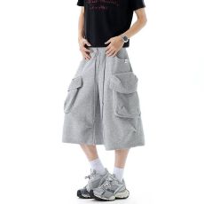 批发美式大口袋工装短裤男潮牌纯色显瘦七分裤夏季宽松运动直筒中裤