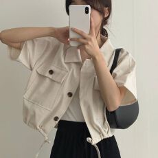 批发2026新春夏韩版宽松工装<b class='q'>外套</b>女时尚百搭小众休闲气质短款上衣潮