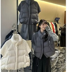 批发韩版立领针织拼接短款羽绒服女2026冬季新款高级感面包服马甲外套