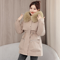 批发<b class='q'>大码</b><b class='q'>女装</b>加绒加厚收腰羽绒棉服<b class='q'>女装</b>派克服棉衣棉袄大毛领外套