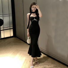 批发纯欲风无袖性感打底包臀<b class='q'>中长</b>款内搭<b class='q'>连衣裙</b>送飘带