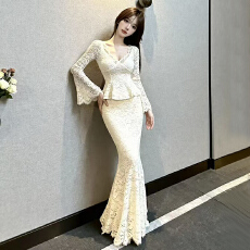 批发蕾丝上衣修身显瘦长袖内搭高腰<b class='q'>包臀</b>鱼尾裙<b class='q'>半身裙</b>套装两件套