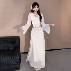 批发2025新款网纱长款裙子修身显瘦打底包臀<b class='q'>连衣裙</b>送腰链