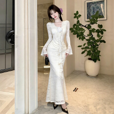 批发名媛气质性感名媛高感级修身显瘦长袖长款<b class='q'>蕾丝</b><b class='q'>连衣裙</b>