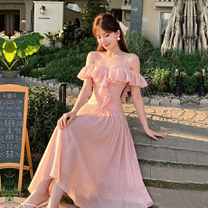 批发纯欲风网纱拼接抹胸新款设计修身显瘦长款吊带<b class='q'>连衣</b>裙