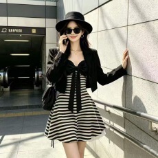 批发套装<b class='q'>裙</b>秋装新款外套上衣+吊带连衣<b class='q'>裙</b>短<b class='q'>裙</b>两件套