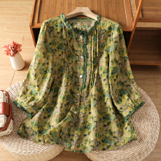 批发<b class='q'>实拍</b>2026<b class='q'>大码</b><b class='q'>女装</b>纯苎麻上衣女夏季新款胖mm宽松绿色女士衬衣衬衫