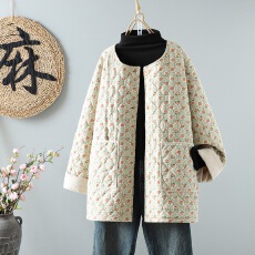 批发实拍冬季新款<b class='q'>日系</b>碎花小棉服小众<b class='q'>甜美</b>宽松圆领百搭温柔棉衣外套女