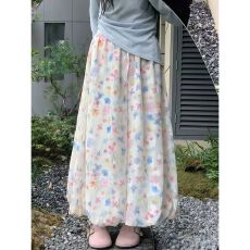 批发碎花花苞裙裤女秋季薄款2025新款高腰宽松休闲a字灯笼阔腿九分裤
