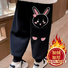 批发女童加绒裤子一体绒秋冬款2026新款女<b class='q'>宝宝</b>冬季运动裤儿童加厚卫裤