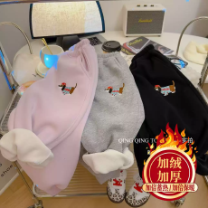 批发2026秋冬新休闲百搭儿童加绒裤子冬季加厚运动裤小狗刺绣加绒卫裤