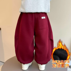 批发女童休闲裤子秋冬季2026新款儿童加绒外穿加厚宝宝卫裤一体绒贴标
