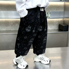 批发男童加绒裤子秋冬季2026新款束脚裤儿童灯笼裤冬装男宝加厚保暖裤