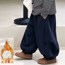 批发男童休闲裤子秋冬季2026新款儿童加绒外穿加厚宝宝卫裤一体绒贴标