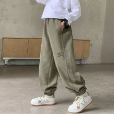 批发2026年新款男童加厚款男孩秋冬季宽松运动卫裤休闲束脚长裤潮