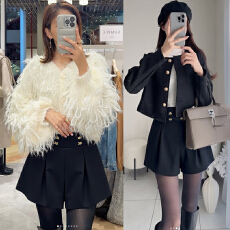 批发实拍 海量现货 新款秋冬女厚西装面料女西服女短裤 时尚配靴短裤