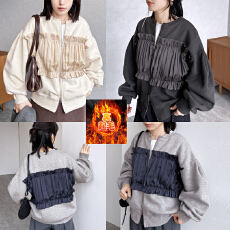 批发实拍 2026年新加绒加厚保暖女长袖卫衣 双拉链<b class='q'>OL</b>白领抓绒保暖上衣