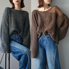 批发实拍 2026年春秋复古镂空性感长袖针织衫女新款宽松透视肩上衣