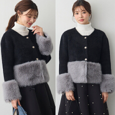 批发实拍 2026年毛绒绒拼接毛衣开衫女冬季款小香风长袖舒适百搭外套