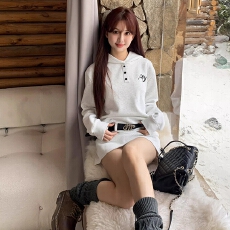 官图 300克曼巴棉韩系连帽卫衣连衣裙女秋季款休闲