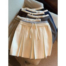 批发原版质量针织甜美风撞色松紧腰百褶半身短裙秋<b class='q'>冬</b>