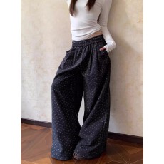 批发纯棉复牛奶丝<b class='q'>碎花</b>新视觉阔腿休闲<b class='q'>裤</b>2026春秋磨毛显瘦直筒卫<b class='q'>裤</b>女