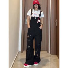 批发牛仔刺绣<b class='q'>背带裤</b>复古二罗水洗阔腿裤<b class='q'>女</b>2026春夏休闲连体长裤宽松