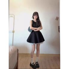 批发黑色背心连衣<b class='q'>裙</b>女夏季赫本风生日小<b class='q'>礼服</b>公主风蓬蓬<b class='q'>裙</b>子春夏款女装
