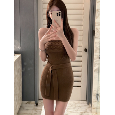 批发内搭抹胸针织连衣裙女秋季收腰显瘦纯欲气质<b class='q'>包臀</b><b class='q'>短裙</b> 早秋新款