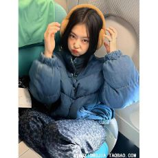 批发金珍妮j*** <b class='q'>牛仔</b>蓝色棉服女冬季小个子短款立领<b class='q'>外套</b>棉衣棉袄