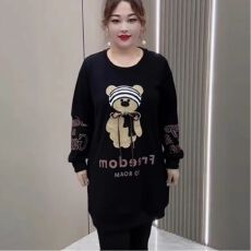 批发加厚圆领长袖显瘦遮舒适胖MM<b class='q'>春</b>季新款洋气卫衣裙 秋款上新 优雅