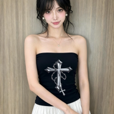批发美式辣妹风十字架印花抹胸背心女夏新款<b class='q'>百搭</b>时尚显瘦气质
