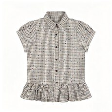 批发<b class='q'>韩版</b>蓝色彩点polo荷叶边短袖女春夏新款小个子百搭显瘦上