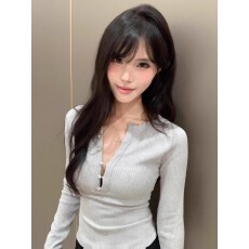 批发坑条法式性感镂空长袖露肩修身<b class='q'>打底衫</b>女穿搭紧身显新款