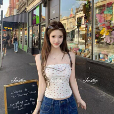 批发纯欲性感波点抹胸背心女夏季打底新款<b class='q'>百搭</b>时尚显瘦气质