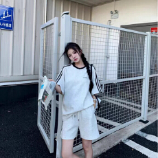 批发美式炸街休闲<b class='q'>运动服</b>套装女夏学生宽松韩版时尚<b class='q'>短袖</b>短裤跑步两件