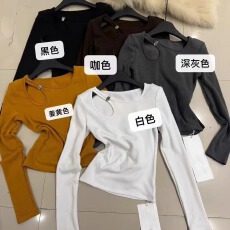 春秋新款设计感镂空打底衫修身显瘦性感女上百搭时尚气质