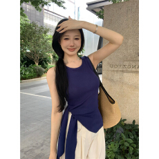 夏季吊带背心女外穿不规则设计感收腰绑带上衣新款百搭